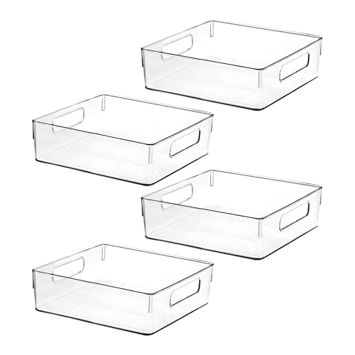 Clear Plastic Storage Bins, Pantry Organizers and Storage, Kitchen Organization and Storage Containers Bins for Organizing, Fridge, Freezer, Bathroom, Pantries, Medicine Cabinet Organizer Bin