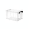 Clear Storage Box with Sliding Lid, Stackable Plastic Organizer Bin for Closet and Shelf (1 PC)