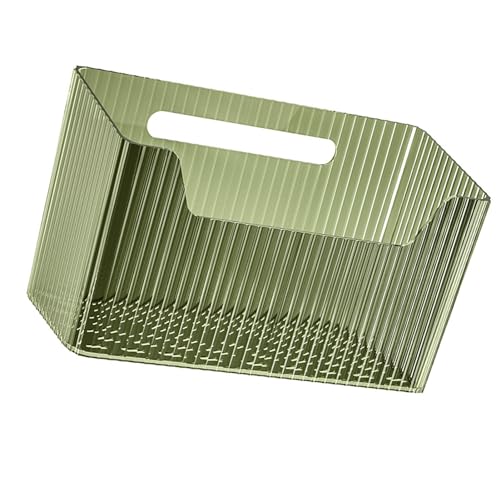 Clear Wall Mounted Organizer Basket, Stackable Plastic Storage Bin, Adhesive Hanging Baskets with Space Saving No Drill Mounting, BPA Free, Ideal for Kitchen Bathroom Cabinet (Medium Size)