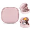 CleverCode Small Makeup Bag for Purse, Waterproof PU Leather Mini Cosmetic Pouch with Inner Pockets for Women Pink