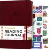 Clever Fox Reading Journal, Book Tracking Log, 5.8”x8.3” Wine Red