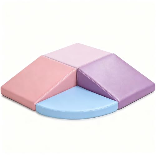 Climbing Foam Blocks for Toddlers: PU Leather Foam Blocks for Kids Active Play - Toddler Climbing Toys Indoor - Durable Playground Gym Preschool Toddler Toys for Boys and Girls (Purple/Pink)