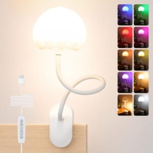Clip on Bed Light, 3 Color Temperatures & 7 RGB Colors Desk Lamp with Clamp