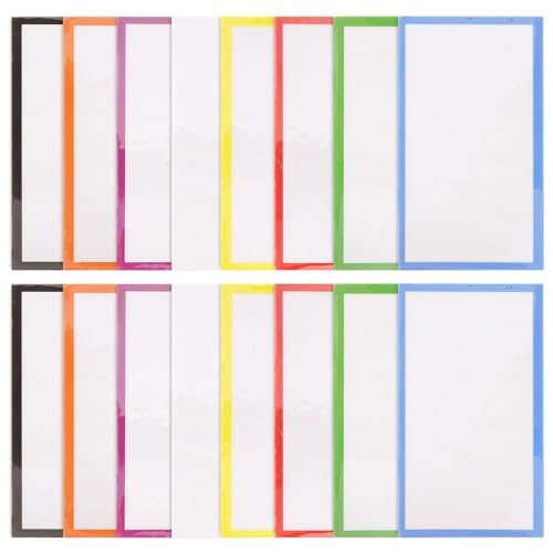 CLISPEED 48pcs Magnetic Dry Erase Labels with Writable Pet Surface, Cuttable Name Magnets for Whiteboard and Task Board, Reusable Multi-Function Note Labels for Office and Home Use