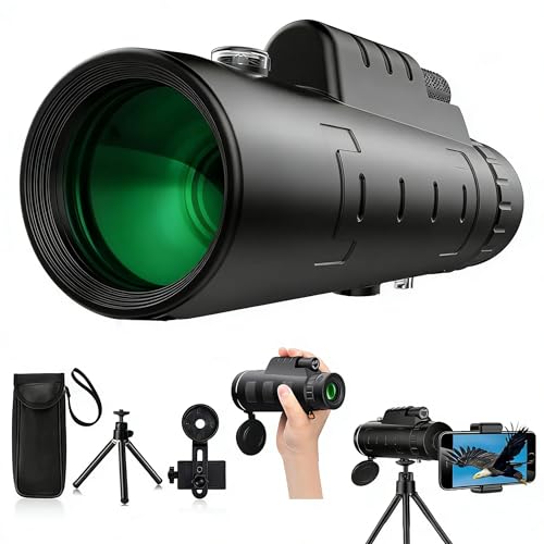 CLNXMT 80X100 High Power Monocular Telescope for Adults, with Smartphone Adapter & Tripod, BAK4 Prism & FMC Lens, Waterproof Monocular for Bird Watching, Concert, Hunting, Camping & Travel