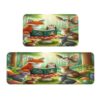 CLNXMT Animals Reading Books Forest Kitchen Rugs, Non Skid Washable Microfiber Mats for Floor, Kitchen Cushioned Runner Rug Decor Set of 2, Size 17"X 47"+17"X 30"