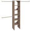 ClosetMaid SuiteSymphony Wood Closet Organizer Starter Kit with Tower and 3 Hang Rods, Shelves, Adjustable, Fits Spaces 4 – 9 ft. Wide, Natural Gray