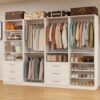 Closet System with 4 Sets, 8-21FT Closet Organizer Systems with 6 Drawers & 8 Hanging Rods & Adjustable Shelves, Walk in Closet Freestanding Closet System Modular Closet System Set White