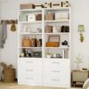 Closet System with 6 Drawers & 8 Shelves, Wood Closet Organizer System with 2 Extra Hanging Rod for Walk in Closet, Modular Closet Organizer System White(4FT)