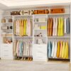 Closet System with 6 Wood Drawers, 5.3FT-8FT-12.3FT Closet Organizer System Storage Storage Adjustable with 6 Cuttable Shelves & 6 Expandable Hanging Rods, Walk in Closet, 2 Sets , White