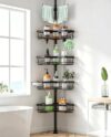 Clothink Corner Shower Caddy Tension Pole 4 Tier Rustproof Bathroom Organizer Shelves for Inside Shower Bathtub Shampoo Storage,26 to 120 Adjustable Standing Rack with Towel Rack