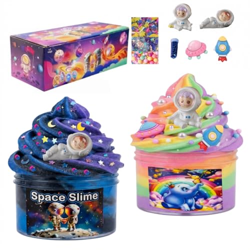 Cloud Slime Kit for Kids,2 Pack Fluffy Non Sticky Slime,14OZ/400ML Soft Stretchy Sensory Slime Toy,DIY Slime Kit,Slime Party Favor for Girls & Boys Birthday Gift