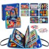 Clovertots Toddler Busy Board, Montessori Toy – Develops Number Recognition, Vehicle Identification, Color Discrimination, and Motor Skills Development