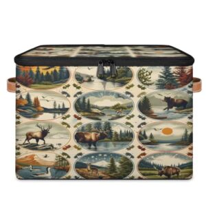Cmizedevise Mountain Forest Fabric Storage Bins with Lid