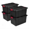 CNEIESD 27 Gallon Latching Storage Totes with Handles, Black, 4 Pack