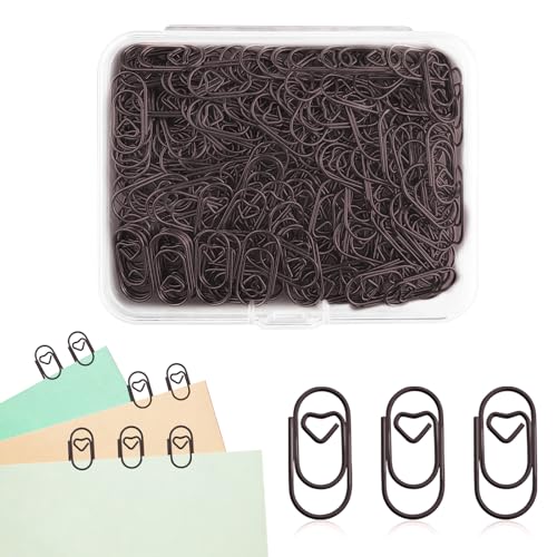 CNglam 200 Pcs Love Heart Shape Paper Clip Small Metal Paperclip Mini Paper Clip Fancy Decorative Binder Clip for Wedding Invitations Office Supply Stationery School Organizers (Copper-Heart, Small)