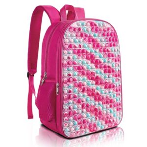 CNRYRIO Kids Backpack Pop it Fidget Toys Backpack School Book Bag for 4-12 Year Old Boys and Girls Back to School Dual Compartments with Adjustable Straps Kids Holiday Gift Large 17"