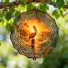 Coastal Bird Wind Spinner, Tropical Scenic Sunset Ocean Summer Orange Metal Hanging Wind Sculptures Outdoor Ornaments for Garden Lawn Hallways Yard Party Decor 12 Inch