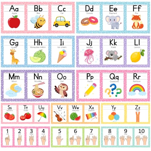 COCHIE 6"x14" Pastel Alphabet Number Line for Classroom Wall Decorations, ABC Letter Line Posters Bulletin Board Decor Set, Back to School Kindergarten Preschool Teacher Must Haves Supplies (Pastel)