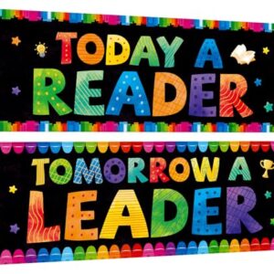 COCHIE Classroom Decorations Reading Banner Poster, 2Pcs Inspirational Bulletin Board Decoration Colorful Wall Decor for School Classroom Kindergarten Preschool Elementary Primary Middle High School