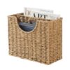 Coeusy Wicker Magazine Basket, Hand-Woven Magazine Holder with Handle
