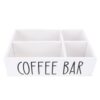 Coffee Station Organizer, 4 Compartments Wooden Countertop Organizer, Condiment Service Tray Versatile Pod Holder with Dividers, Coffee Bar Accessories for Home Office Breakroom (White)