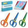 CoguZed 3 Pack Plastic Craft Scissors Set with Bonus Cutting Paper, Blunt Tip Beginner Training Tools for DIY Scrapbooking and Art Projects