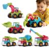 Cogwak 6PCS Push and Go Construction Trucks Toy Set for Boys Toddlers