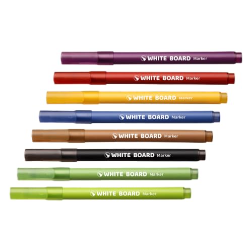 COHEALI 8pcs Colors Dry Erase Board Markers with Bold Pigments and Fluid Ink Flow, Plastic Whiteboard Pens for Office Brainstorming and Presentation, Effortless Cleaning Erasable Markers