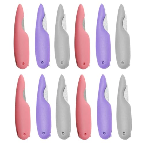 COHEALI Nail Files and Buffers Set Random Color 12pcs with Plastic Handle and Stainless Steel Double Sided Manicure Files, Washable and Rust Resistant Nail Care Tools for Home Use