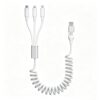 Coiled Multi Charging Cable [MFi Certified] 5 in 1 Coil ed Lightning Cable for Car Coiled Universal Charging Cable USB A/USB C to Lightning(Data, Carplay, 2.4A Charge), Type-C/Micro USB(Charge) White