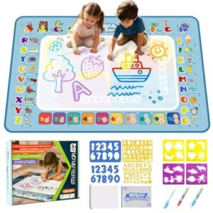 Cokiki Water Doodle Mat, Kids Magic Painting Writing Doodle Board with Magic Pens, Educational Learning Toddler Toys for 3 4 5 6 7 8 Year Old Boys Girls, Christmas Birthday Holiday Gift32*24