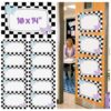Colarr 10 x 14 Inch 10 Pcs Composition Classroom Cutouts Composition Notebook Bulletin Board Trim with Bow Black and White Bulletin Board for Classroom Door First Day of School Wall Window Porch Sign