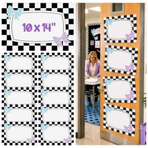 Colarr 10 x 14 Inch 10 Pcs Composition Classroom Cutouts Composition Notebook Bulletin Board Trim with Bow Black and White Bulletin Board for Classroom Door First Day of School Wall Window Porch Sign