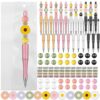 Colarr 197 Pcs Beadable Pens DIY Pens Making Kit Assorted Wood Beads Crystal Spacer Plastic Black Ink Ballpoint for Women Crafts Office Family Gifts(Daisy)