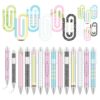 Colarr 24 Pcs Pastel Back to School Gift Teacher 12 Jumbo Acrylic Paper Clips 12 Ballpoints Pens Teacher Appreciation Gifts for Classroom Book Lovers Staff Office Writing Supplies