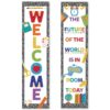 Colarr 2 Pcs Colorful Classroom Welcome Sign 44 x 11 Inch Composition Welcome Classroom Door Banner Positive Back to School Wall Poster Decor for Teachers Elementary Middle School Bulletin Board Decor
