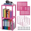 Colarr 2 Pcs Locker Organizer Shelf Stackable 2-Tier Shelves Fits Standard Size School Lockers Heavy Duty Metal Locker Shelf for School Office Gym Lockers Home Storage 11x 10 x 12 Inch (Magenta)