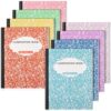Colarr 8 Pack Composition Notebook 9.75 x 7.5 Inch Wide Ruled Marble Paper Composition Books Assorted Fun Colors Office School Notebook, Hard Cover, Sturdy Sewn Binding(Bright Color)