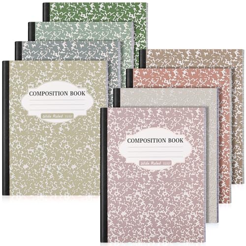 Colarr 8 Pack Composition Notebook 9.75 x 7.5 Inch Wide Ruled Marble Paper Composition Books Assorted Fun Colors Office School Notebook, Hard Cover, Sturdy Sewn Binding (Multi Color)