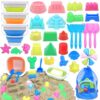 Collapsible Beach Toys for Kids, 38Pcs Sand Toys, 3 Foldable Buckets and Shovels Set with Mesh Bag，Sand Castle Building Kit, Travel Sandbox Toys, Beach Essentials for Kids Toddlers Boys Girls Age 3-10