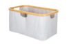 Collapsible Laundry Hamper with Bamboo Rim, Large Oxford Fabric Clothes Storage Basket with Side Handles, Foldable Organizer Bin for Bedroom Bathroom Dorm, Gray Beige Black Available