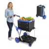 Collapsible Shopping Cart with Wheels – Heavy Duty Folding Utility Trolley 200 lbs Capacity, Removable 360° Swivel Wheels with Brake, Easy Fold & Store for Grocery Warehouse Office Picnic