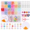 Colle 712Pcs 8mm Glass Beads for Jewelry Making, 24 Colors Assorted Round Loose Crystal Beads Kit with Accessories, Beading Supplies for Bracelets Necklaces DIY Craft Projects