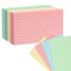 Colored Index Cards 5x8 100Pcs, Goefun 4 Color Single Side Lined Note Cards