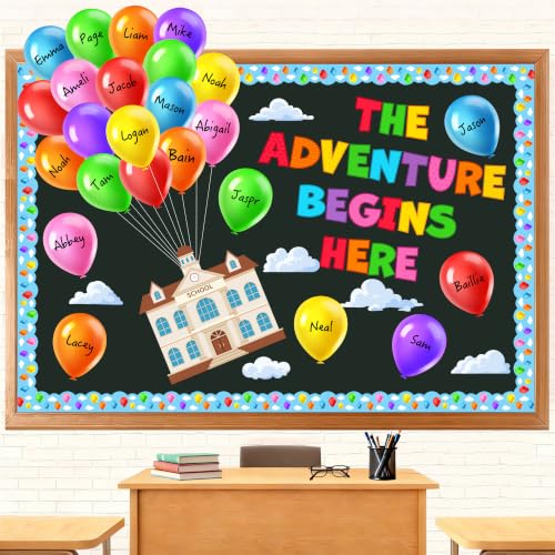 Colorful Balloons Bulletin Board Decorations, Adventure Classroom Decor Cutouts, Adventure Balloon Cloud Classroom Bulletin Board Sets for Kindergarten Elementary Back to School Party