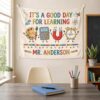 Colorful Cartoon Teacher Elementary Classroom Tapestry Wall Hanging