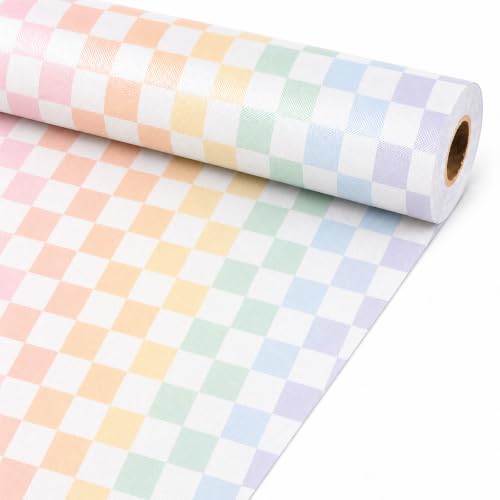 Colorful Checkered Bulletin Board Roll Non-Woven Fabric Bulletin Board Background Pastel Checkered Backdrop Back to School Classroom Decor Poster for Birthday Party Art Crafts Supplies 16in X 20ft
