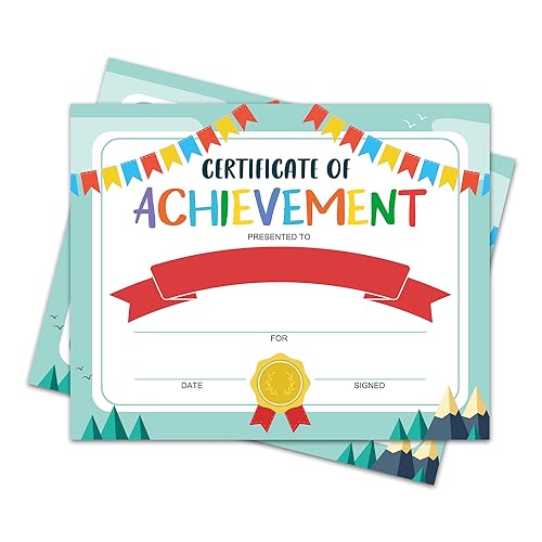 Colorful Classroom Certificate of Achievement, 25 Pcs Award Certificates, Certificates of Completion Recognition for Children and Parents, Teachers and Students, School Graduation Diploma -03