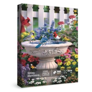 Colorful Garden Bird Puzzles for Adults 1000 Pieces Nature, Beautiful Flower Butterfly Animal Art Jigsaw Puzzles, Pretty Spring Landscape Scenery Puzzle
